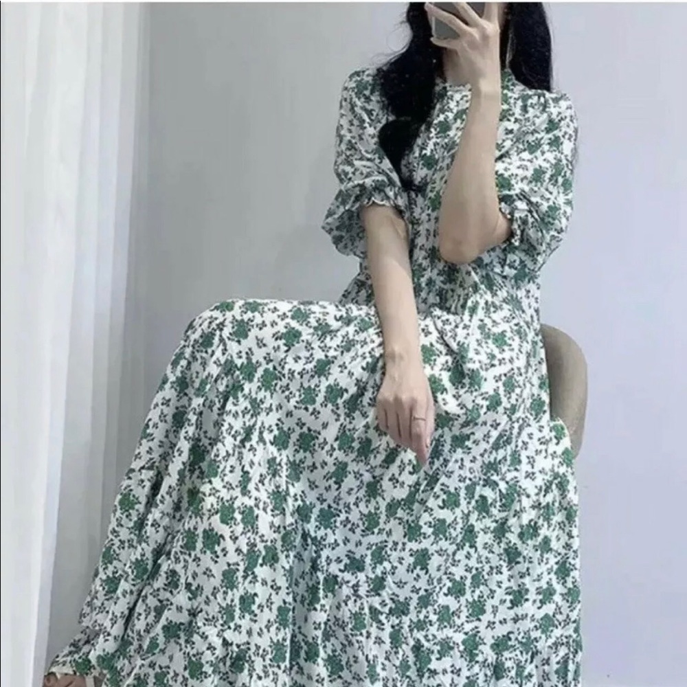 ZARA OYSTER FLORAL PRINT DRESS - Picture 5 of 6